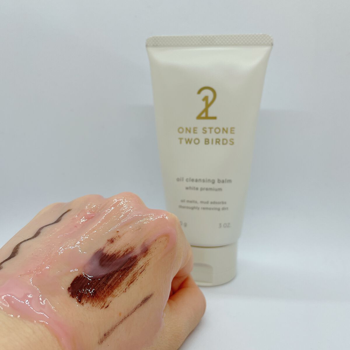オイルクレンジングバーム ホワイトプレミアム/ONE STONE TWO BIRDS/クレンジングバームを使ったクチコミ(3枚目)