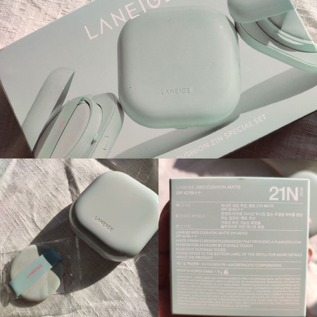 LANEIGEネオクッション　マット　21N

なんといっても密着力が凄いです！！！

本当にマスクにつきにくい！！！！！！！！
ヨレない！！！！！！！
崩れない！！！！！！！



カバー力はそこまで高くないかな？？？
コンシーラーは併用