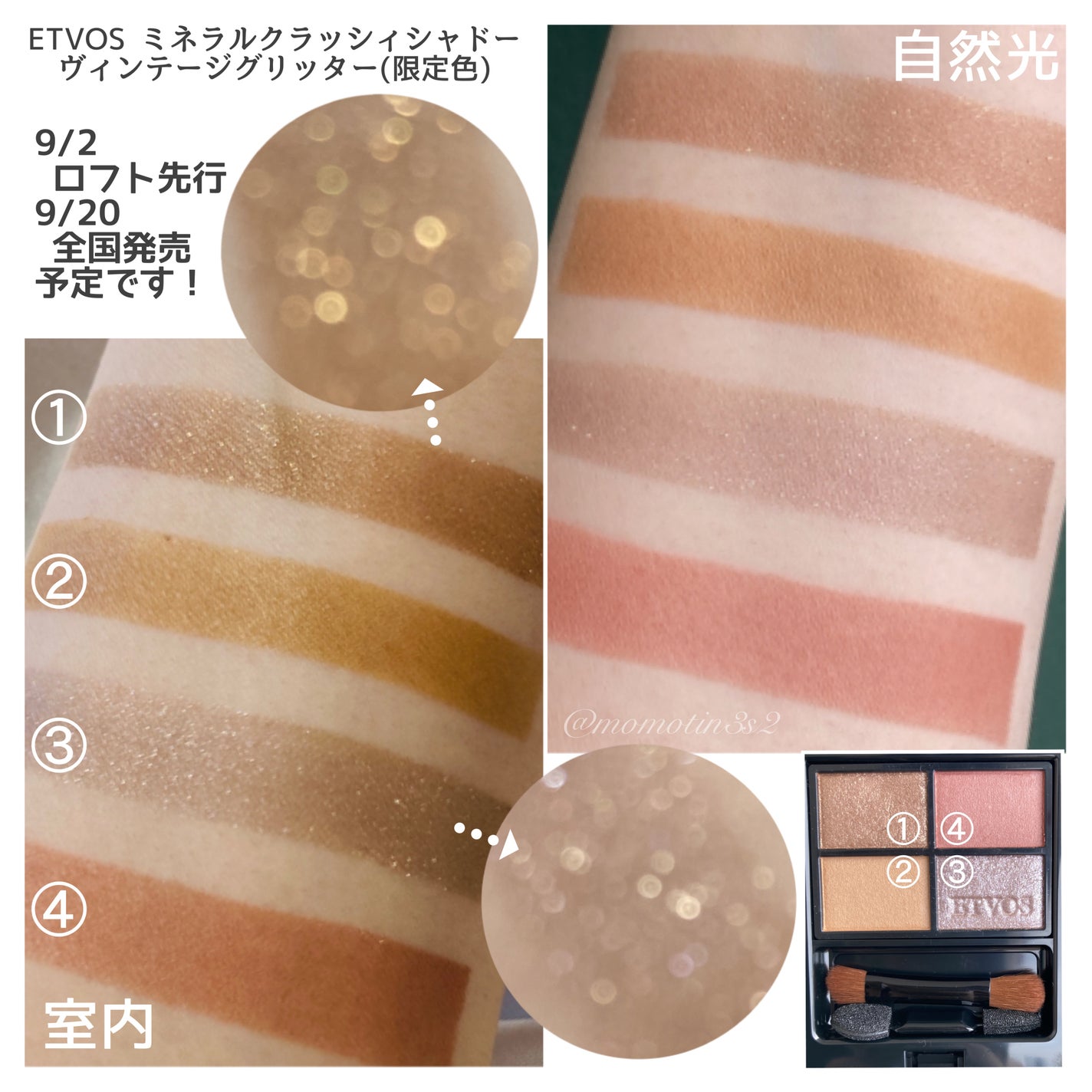 ミネラルクラッシィシャドー/エトヴォス/アイシャドウパレットを使ったクチコミ(3枚目)