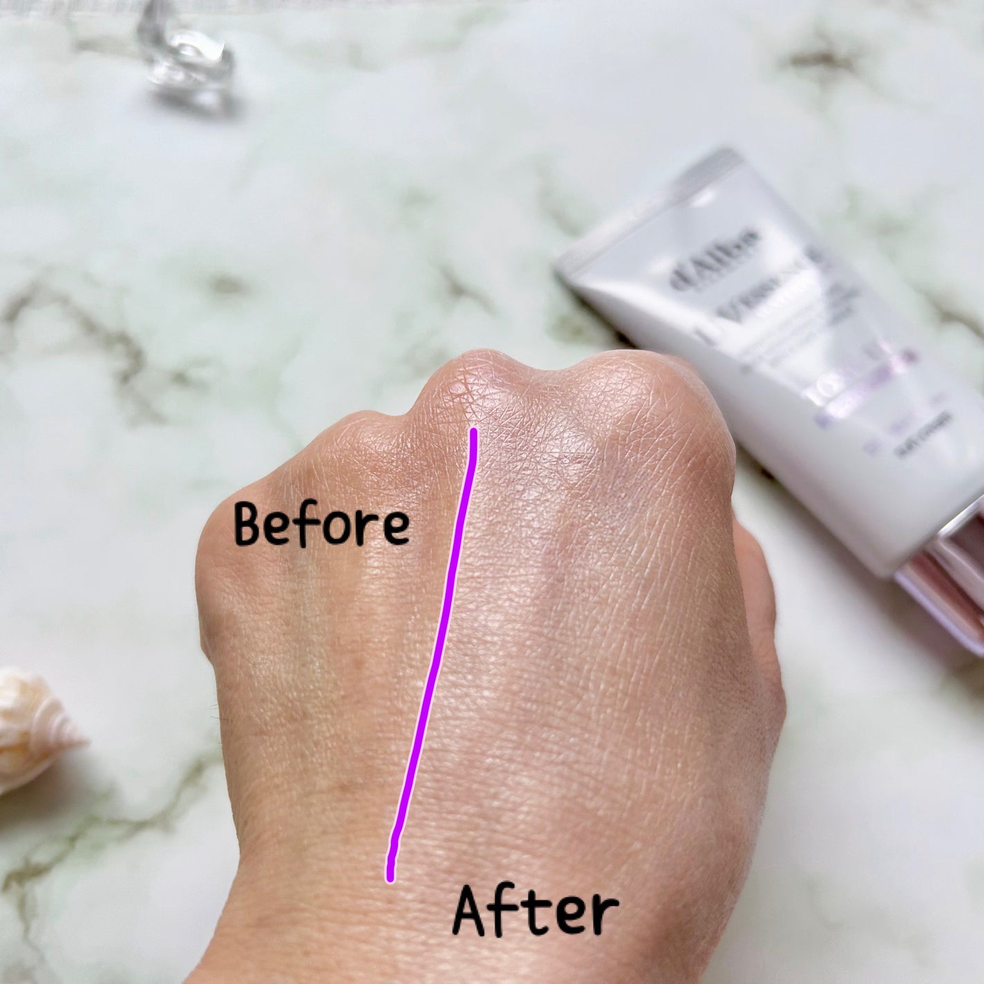 ダルバ ウォータフル トーンアップ サンクリーム(パープル)/ダルバ/日焼け止めクリームを使ったクチコミ(4枚目)