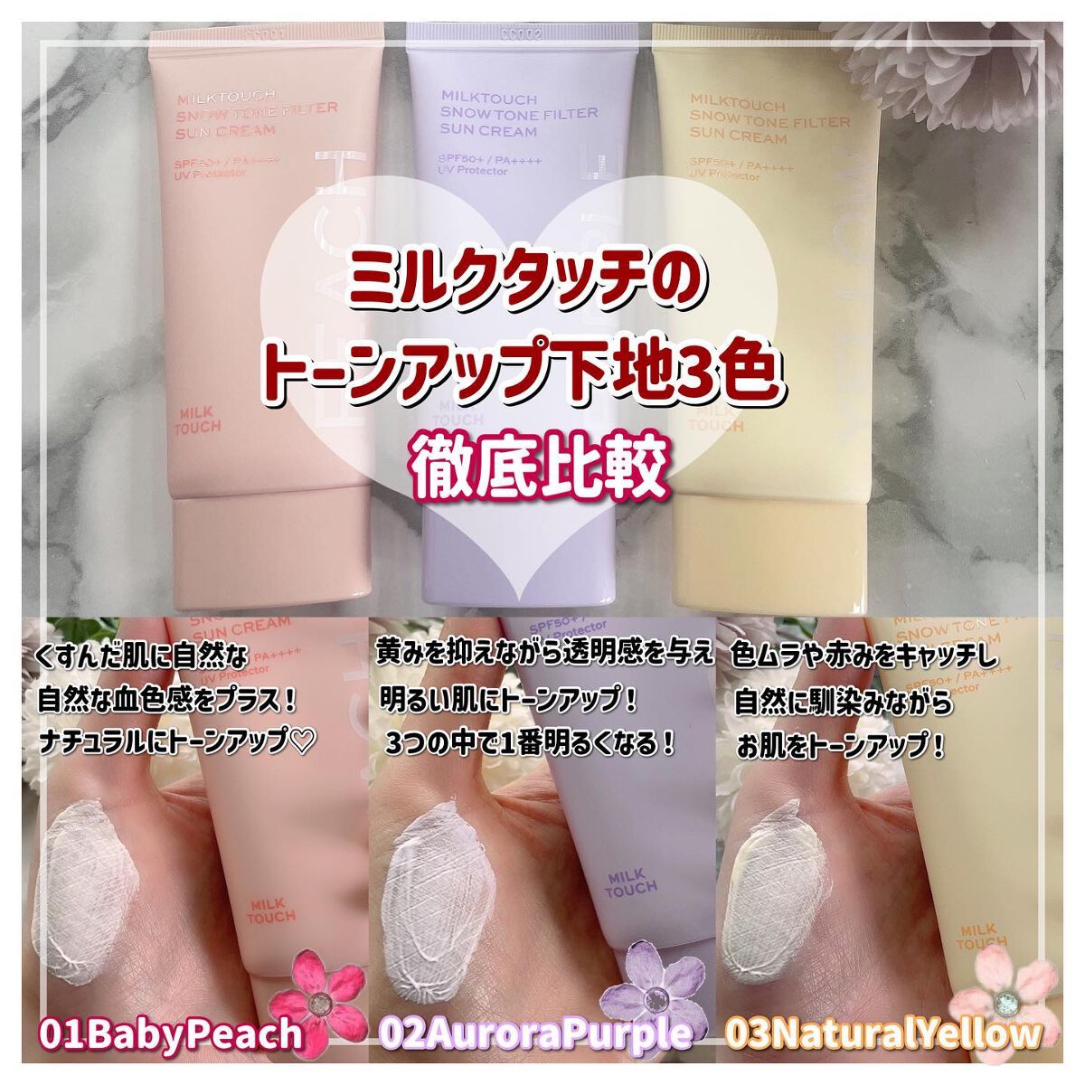 スノートーンフィルターサンクリーム/Milk Touch/日焼け止めクリームを使ったクチコミ（2枚目）