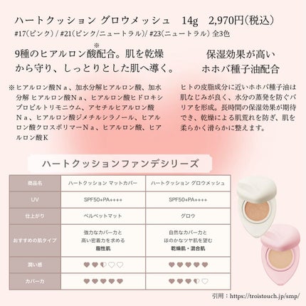 トワタッチ ハートクッション グロウメッシュ/troistouch/クッションファンデーションを使ったクチコミ(2枚目)