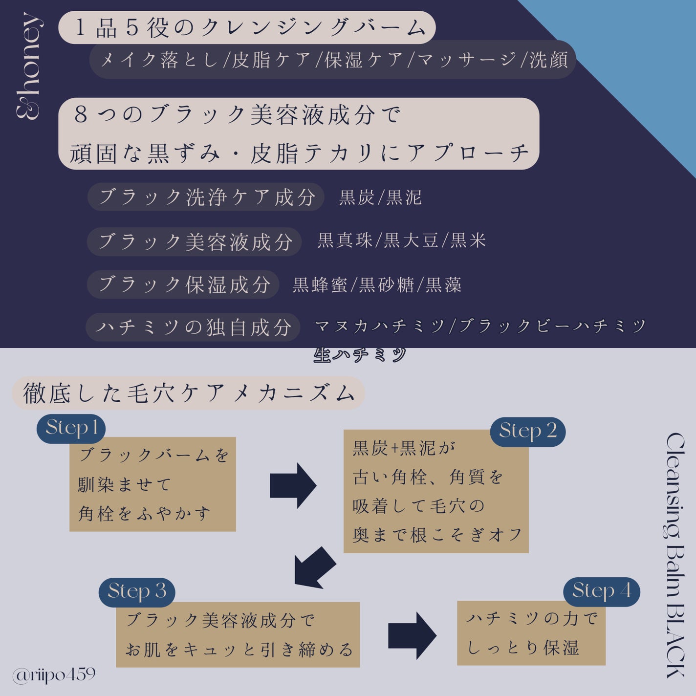 ã¢ã³ããã㌠ã¯ã¬ã³ãžã³ã°ããŒã  ãã©ãã¯/&honey/ã¯ã¬ã³ãžã³ã°ããŒã ã䜿ã£ãã¯ãã³ãïŒ2æç®ïŒ