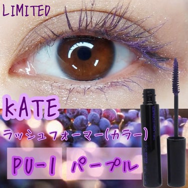 2月1日数量限定発売!
KATE　ラッシュフォーマー(カラー)
PU-1　パープル使ってみました✨


通常の室内灯だと暗い紫色に見えますが
太陽光やお店の明るい電気の下だとかなり目立ちます!

画像は