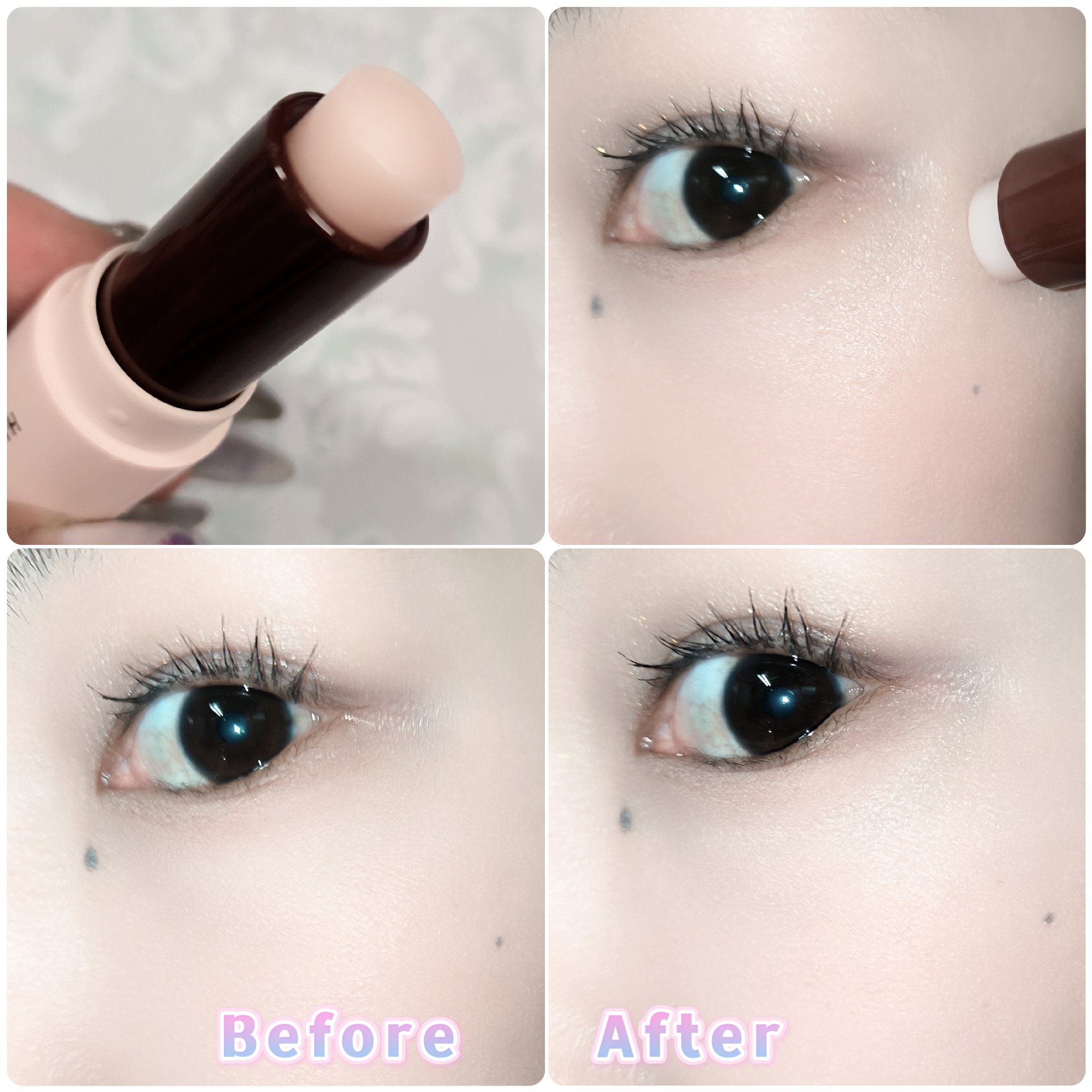 Kirei&co. シアースティックハイライトのクチコミ「パール配合無し。シアーな濡れツヤ感タイプ。スルスル軽やかな使い心地。ベースメイクの上からでもヨ.....」（3枚目）