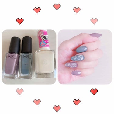 ネイルホリック ネイルホリック Dusty pastel colorのクチコミ「
セルフネイルです🌸


❤︎ネイルホリックPU113
❤︎ネイルホリックGY017
❤︎AC.....」（1枚目）