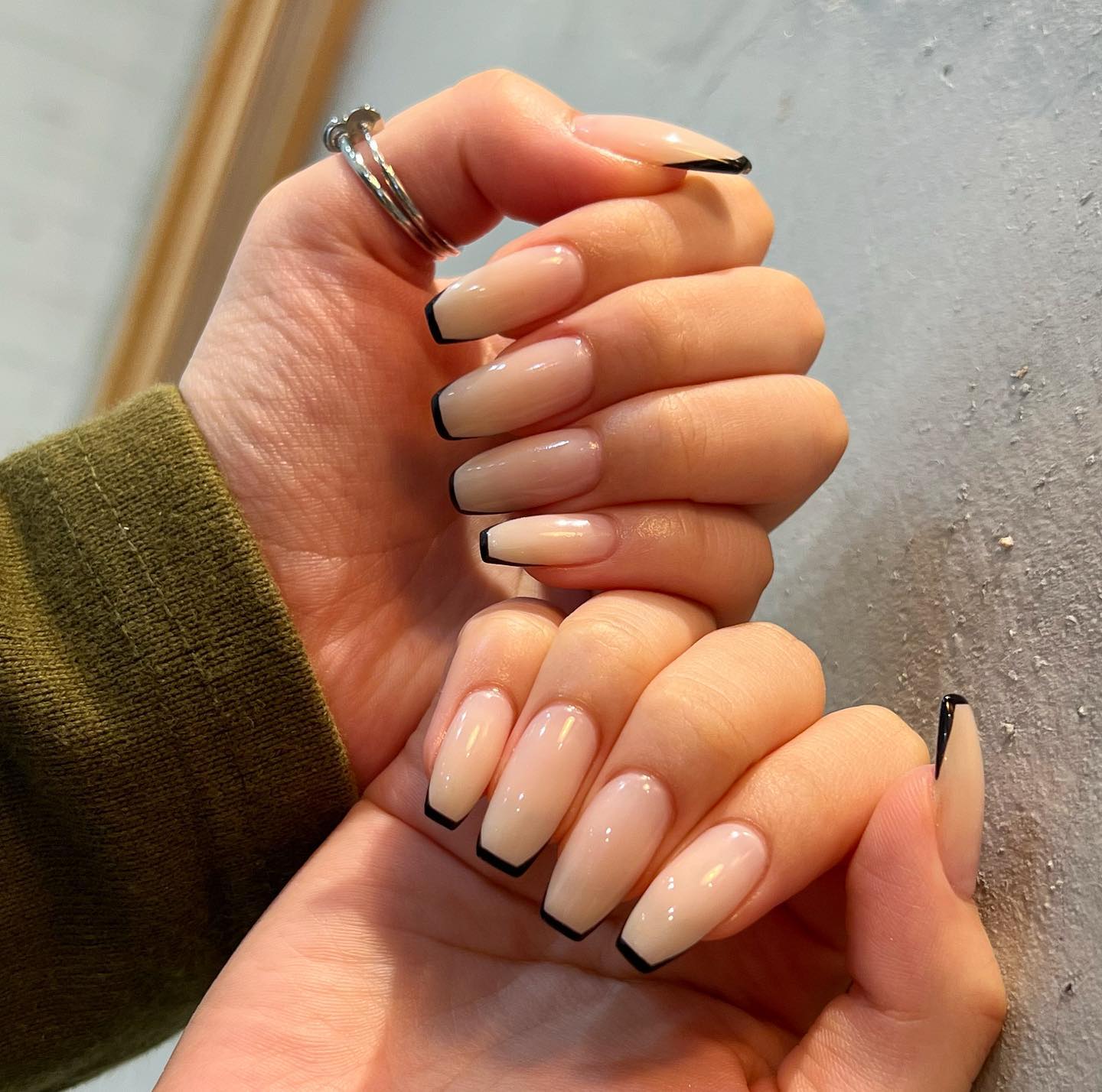 #スキニーフレンチネイル,#ジェルネイル,#ネイル,#アニマルネイル,#フレンチネイル,#グリーンネイルのネイルデザイン