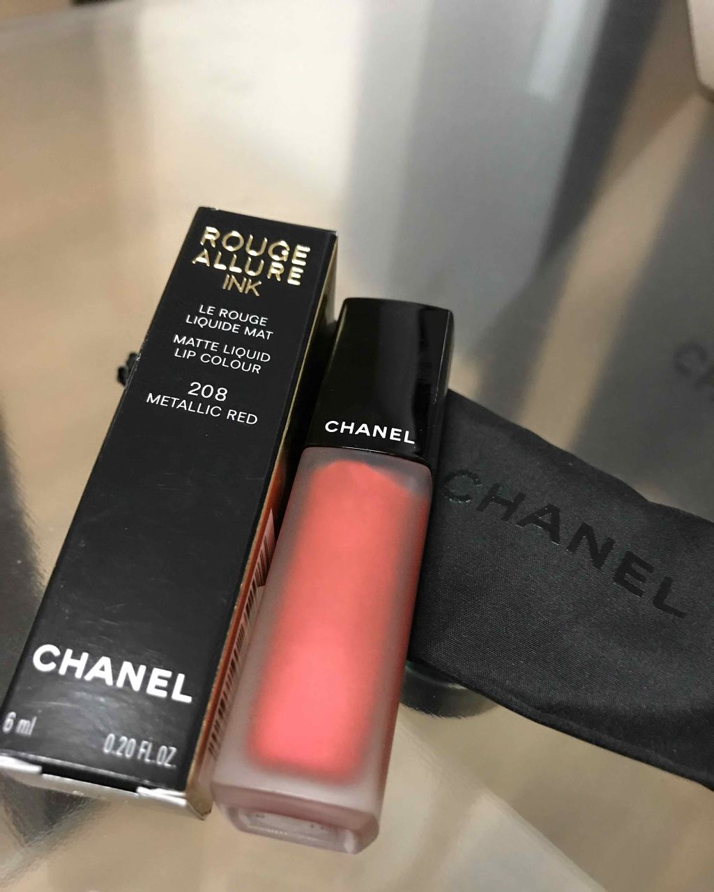 ルージュ アリュール インク 208 メタリック レッド/CHANEL/口紅を使ったクチコミ（1枚目）