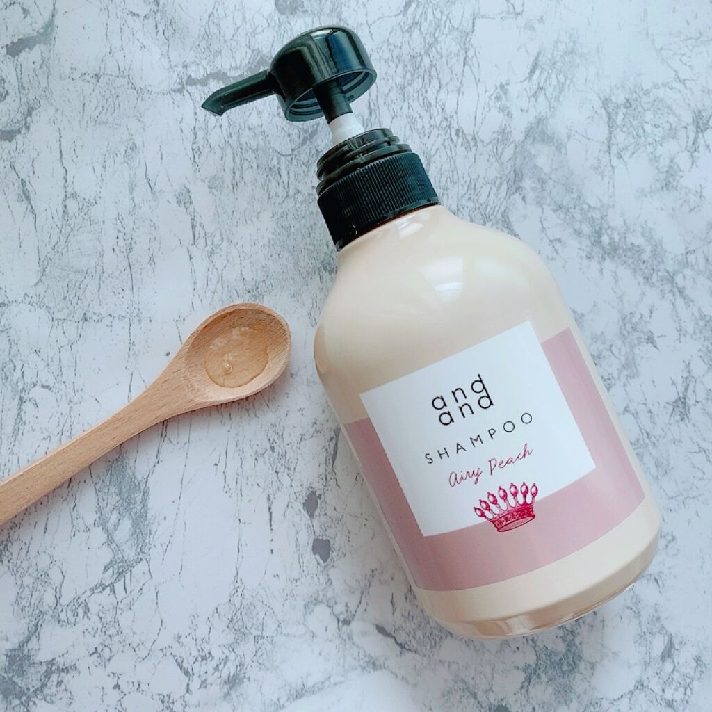 ゆったりと エアリーピーチの香り シャンプー ポンプ(480ml)/and and/市販シャンプーを使ったクチコミ（2枚目）