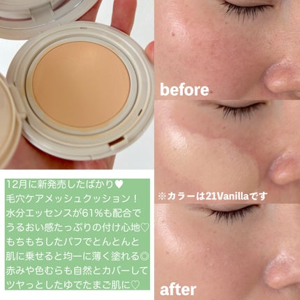 Pore Caring Mesh Cushion/BeginS by JUNGSAEMMOOL/クッションファンデーションを使ったクチコミ(2枚目)