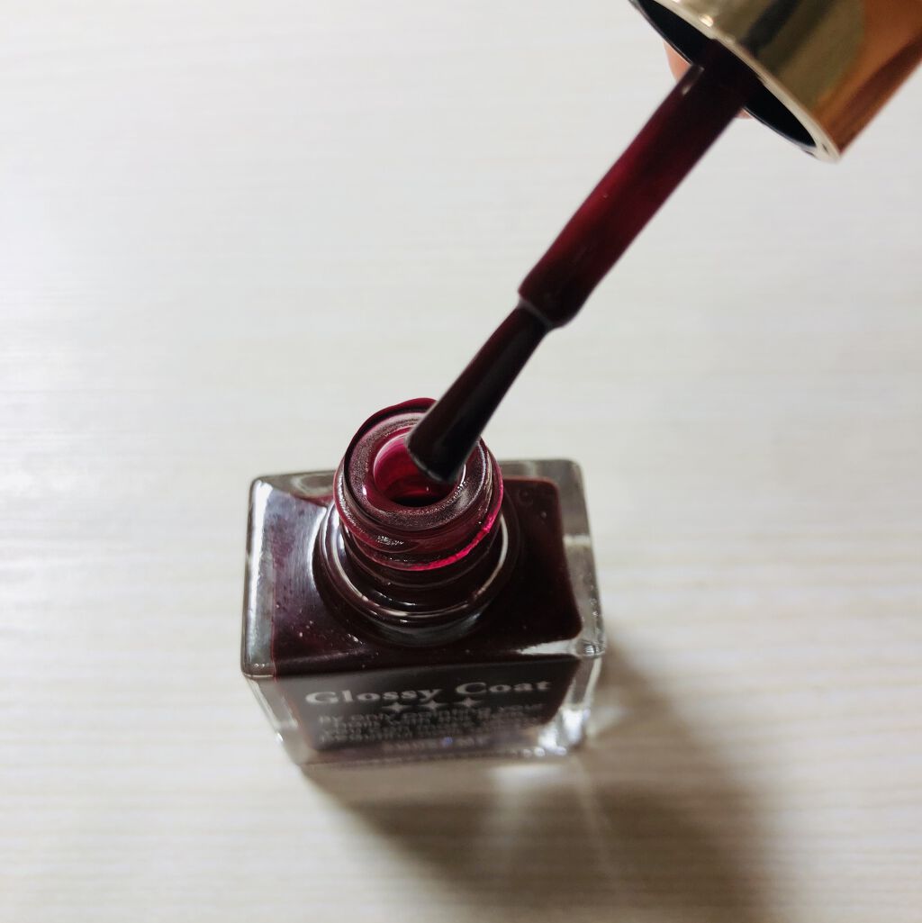 グロッシーコート バーガンディ【旧】/スキューズミー/オールインワンネイルを使ったクチコミ（2枚目）