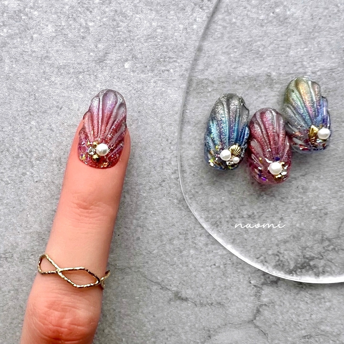 #シェルネイル,#ニュアンスネイル,#マーメイドネイル,#キラキラネイル,#マグネットネイル,#夏ネイル,#大人可愛いネイルのネイルデザイン