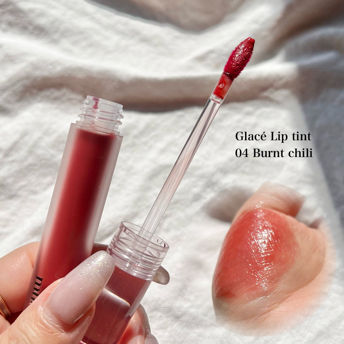 グラッセリップティント 04 バーントチリ/mude./リップティントを使ったクチコミ（2枚目）