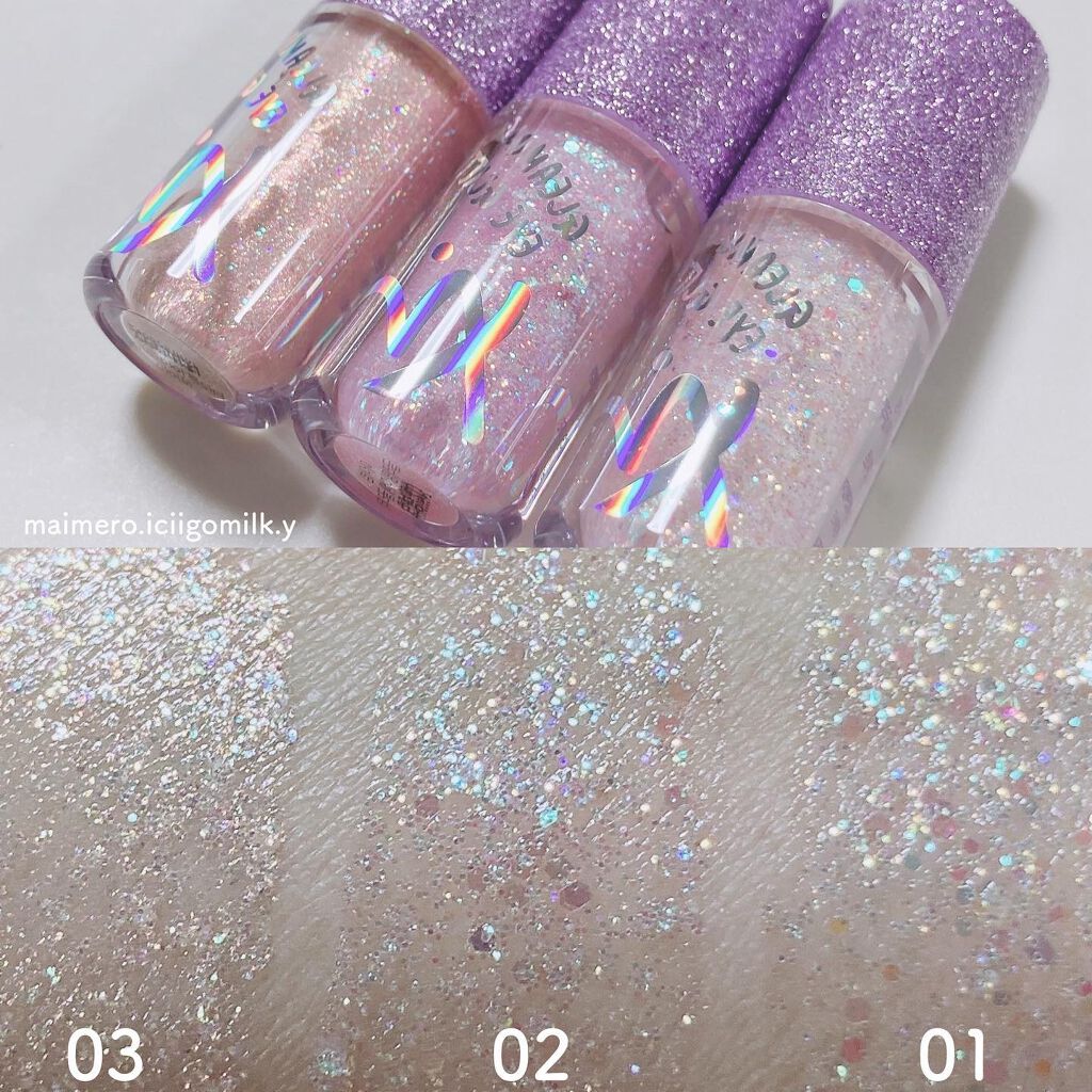 いちごみるく🐰🍼 on LIPS 「🍓IBIMグリーミングアイグリッター全3色01WHITE02P..」(3枚目)