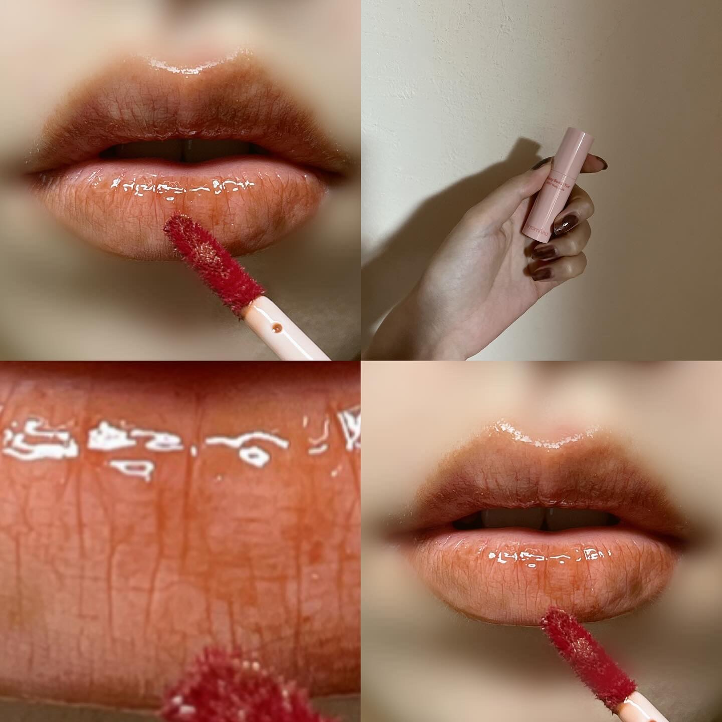 アンドバイロムアンド　グラッシーボムティント BE01 ヌーディーヌード/&nd by rom&nd/リップティントを使ったクチコミ（2枚目）