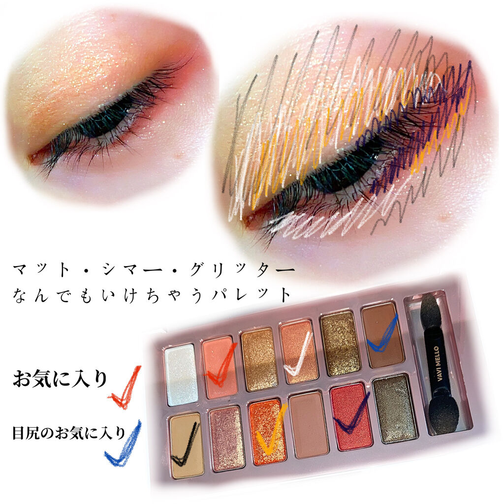 バレンタインボックス2 ピーチパレット レッドシャーベット/VAVI MELLO/アイシャドウパレットを使ったクチコミ（3枚目）