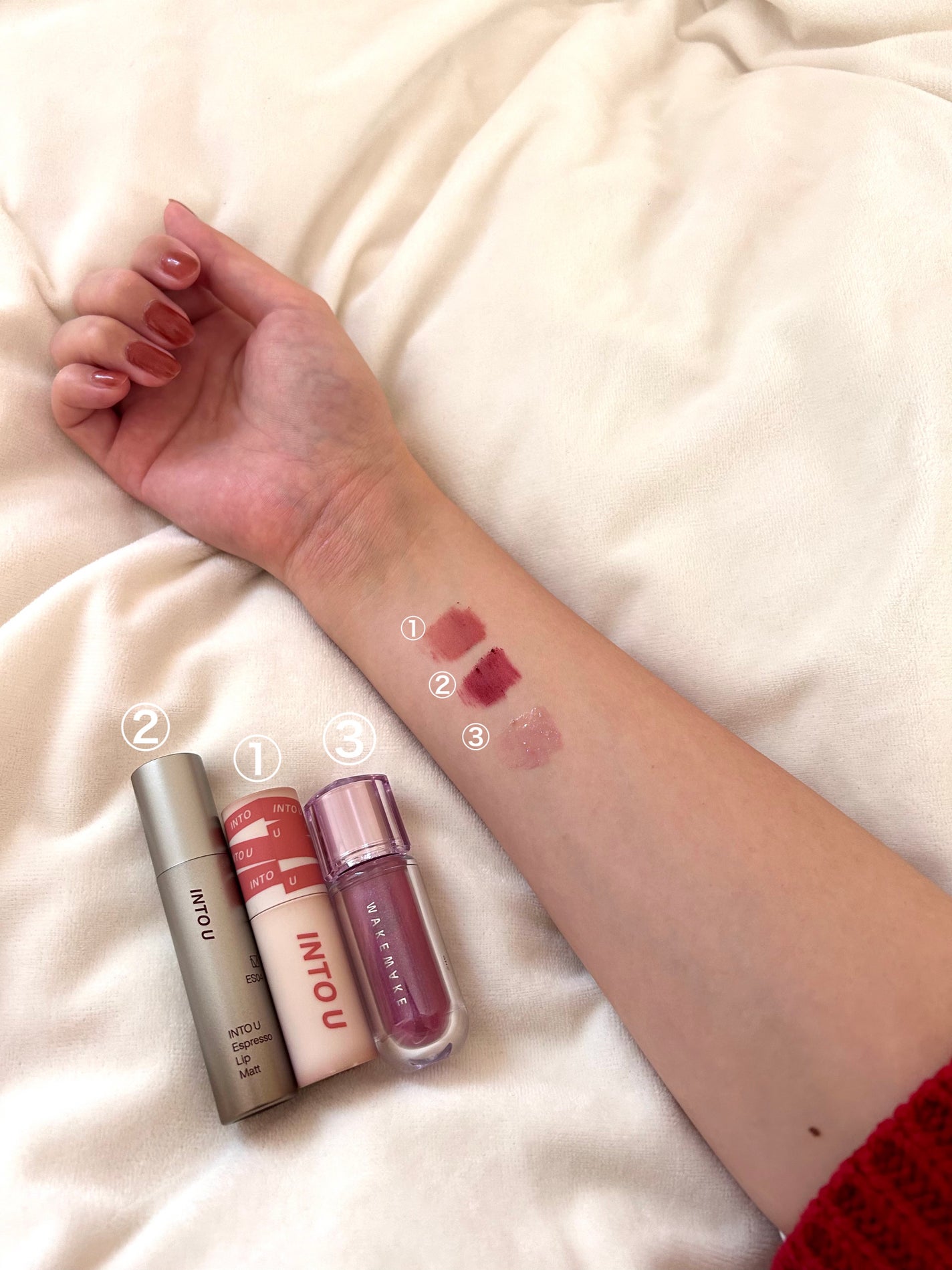 スーパーマットリップ&チークマッド/INTO U/口紅を使ったクチコミ(2枚目)