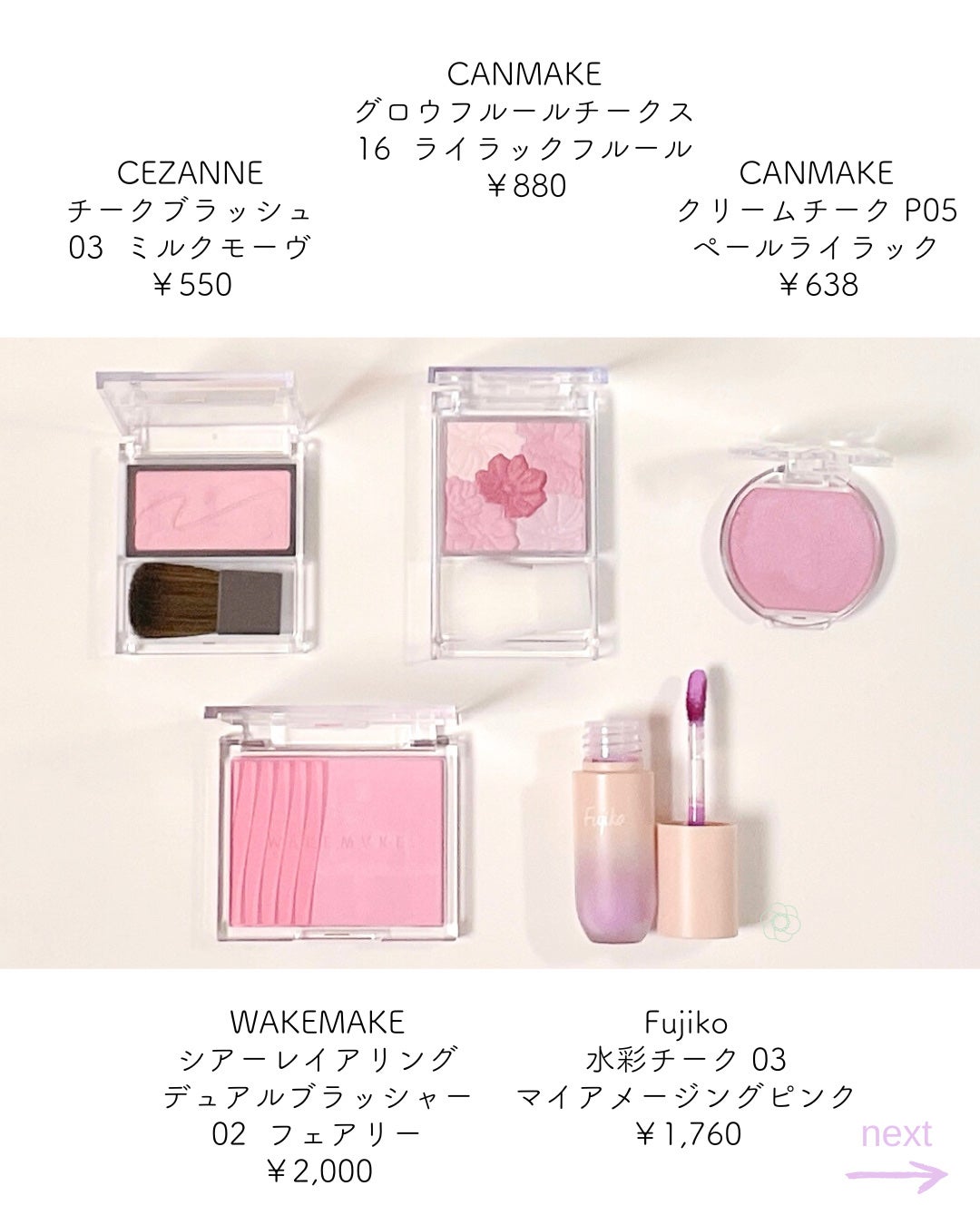 グロウフルールチークス/キャンメイク/パウダーチークを使ったクチコミ(2枚目)