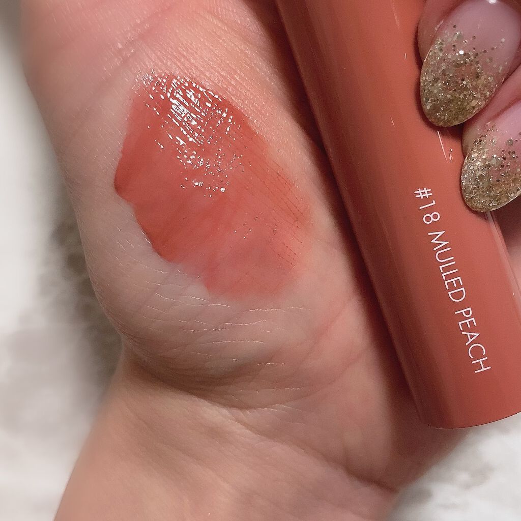 ジューシーラスティングティント 18 マルドピーチ(MULLED PEACH)/rom&nd/リップティントを使ったクチコミ（2枚目）