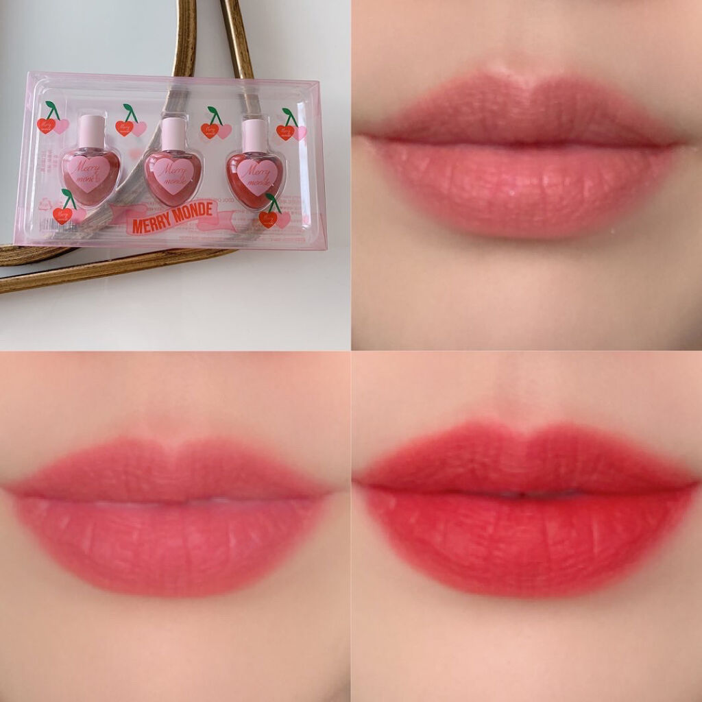 Merrymonde cherry heart tintのクチコミ「

\ 可愛いだけじゃない！落ちないマットティント💄 /

merrymonde
♔CHERR.....」（3枚目）