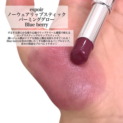 ノーウェアリップスティック バーミンググロー 05 ブルーベリー(Blueberry)/espoir/口紅の画像