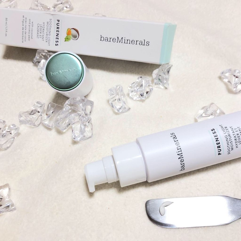 bareMinerals ピュアネス モイスチャライザーのクチコミ「モニター使用です。

容量50mlでプッシュ式ボトル。キャップはメタルカラーでベアミネラル.....」（1枚目）