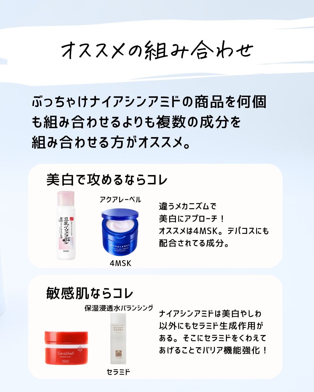 とまと村長@化粧品研究者 on LIPS 「ナイアシンアミド難民の人!ナイアシンアミドってシミ予防・しわ改..」(9枚目)