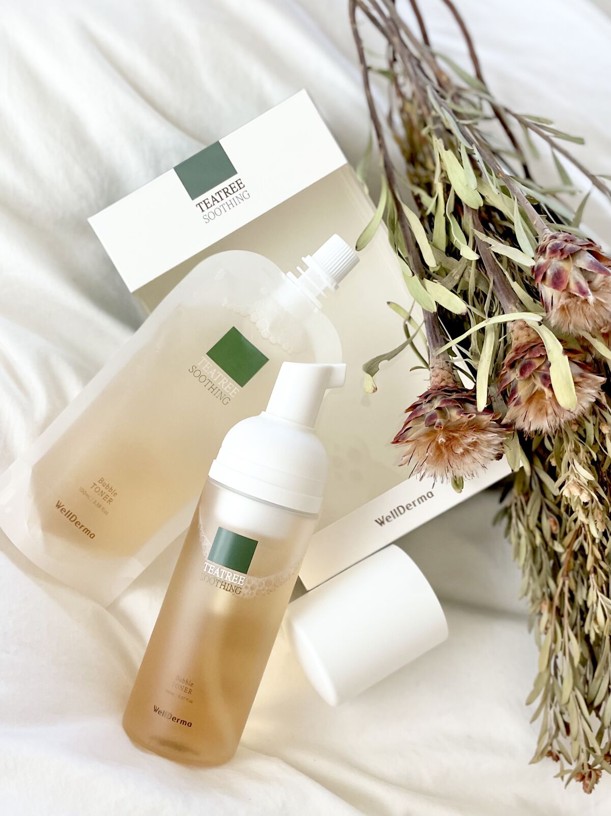 ティーツリースーディングバブルトナー150ml+詰め替え用100mlセット/WellDerma/化粧水を使ったクチコミ（1枚目）