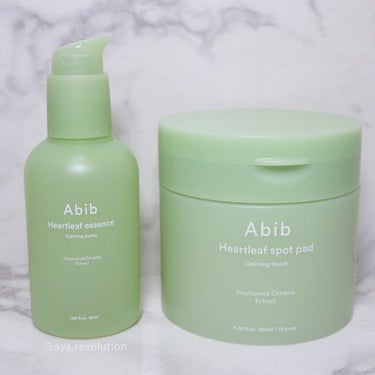 #PR
.
Abib
・Heartleaf spot pad
Calming touch
・Heartleaf  essence
Calming pump
.
Abibのドクダミシリーズ🌿
パッドはピン