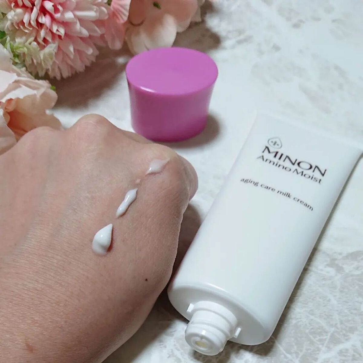 アミノモイスト エイジングケア ミルククリーム/ミノン/フェイスクリームを使ったクチコミ（3枚目）