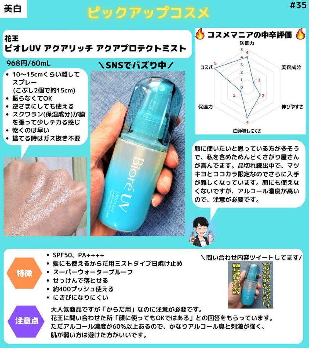 ビオレUV アクアリッチ アクアプロテクトミスト/ビオレ/日焼け止めミスト・スプレーを使ったクチコミ(3枚目)