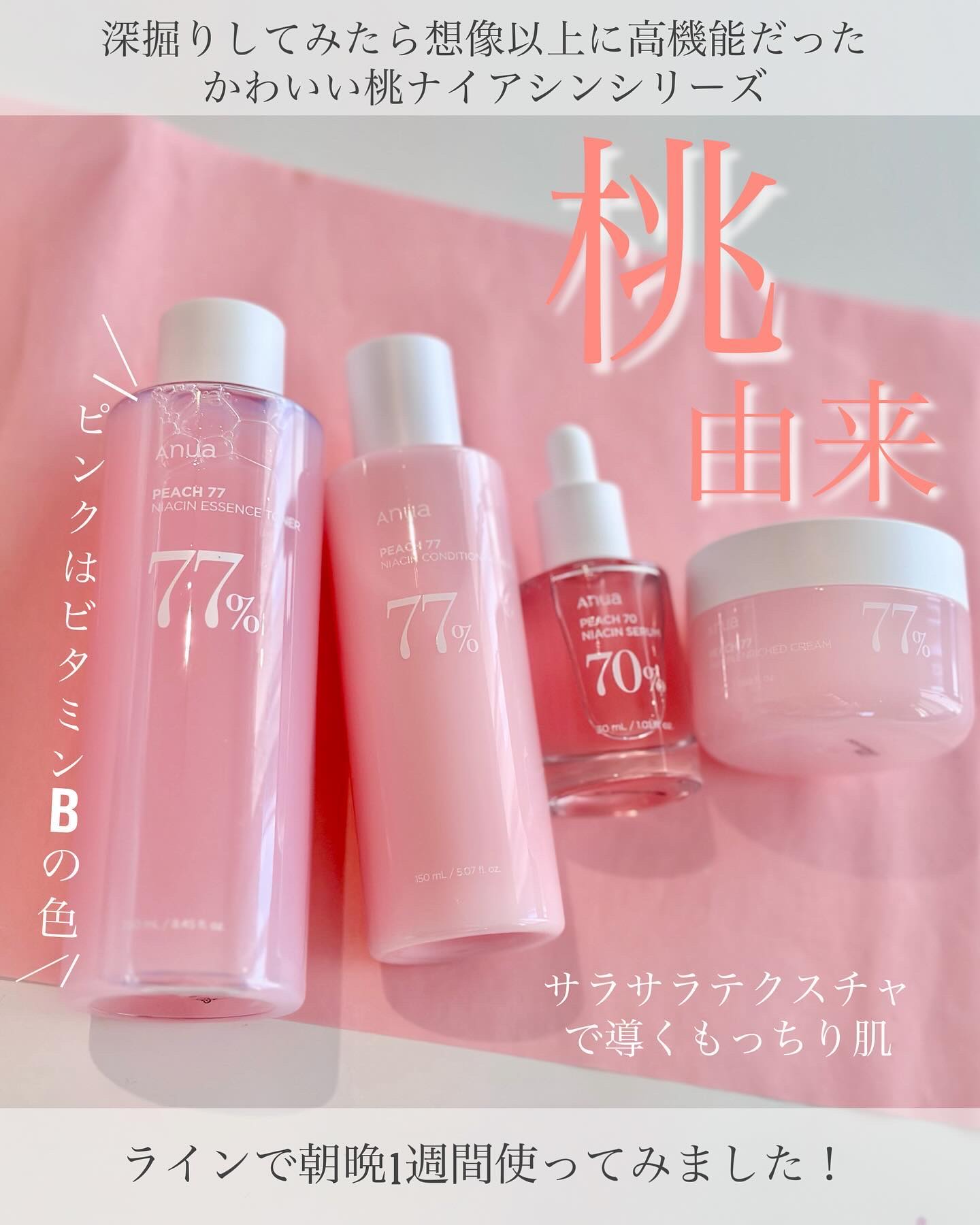 アヌア anua 桃ナイアシンシリーズ セット : ANUA(アヌア)桃ナイアシンうるツヤ2STEPセット(美容液