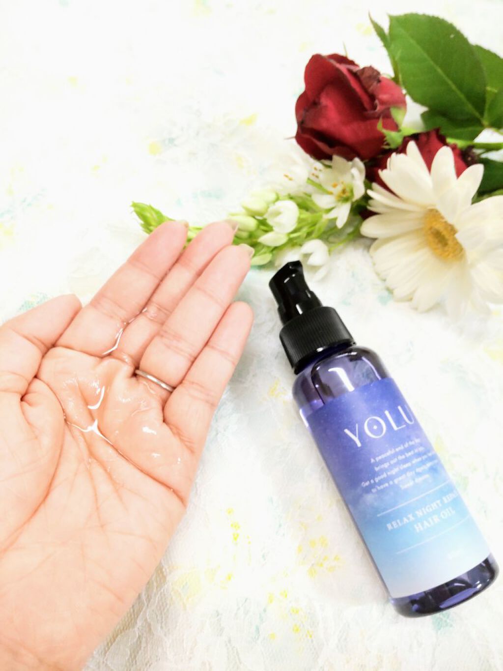 リラックスナイトリペアヘアオイル/YOLU/ヘアオイルを使ったクチコミ（3枚目）