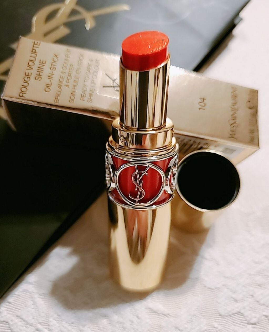 ルージュ ヴォリュプテ シャイン/YVES SAINT LAURENT BEAUTE/口紅を使ったクチコミ(2枚目)
