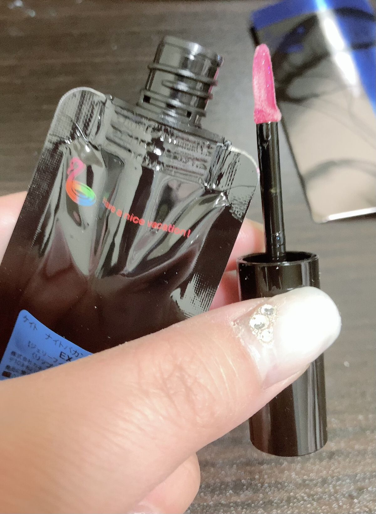 ナイトバカンスリップジェル EX-1/KATE/口紅を使ったクチコミ（2枚目）