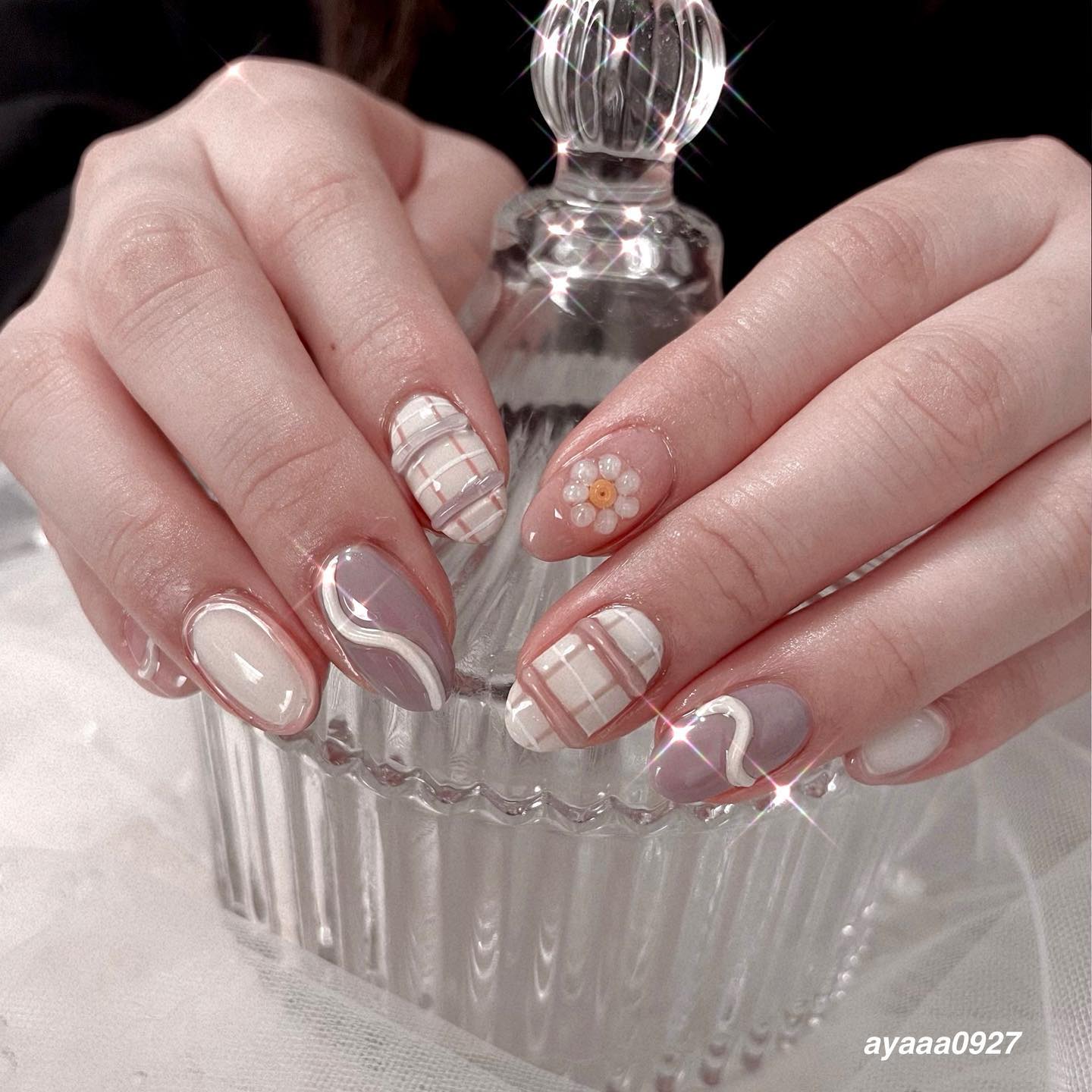 #チェックネイルのネイルデザイン