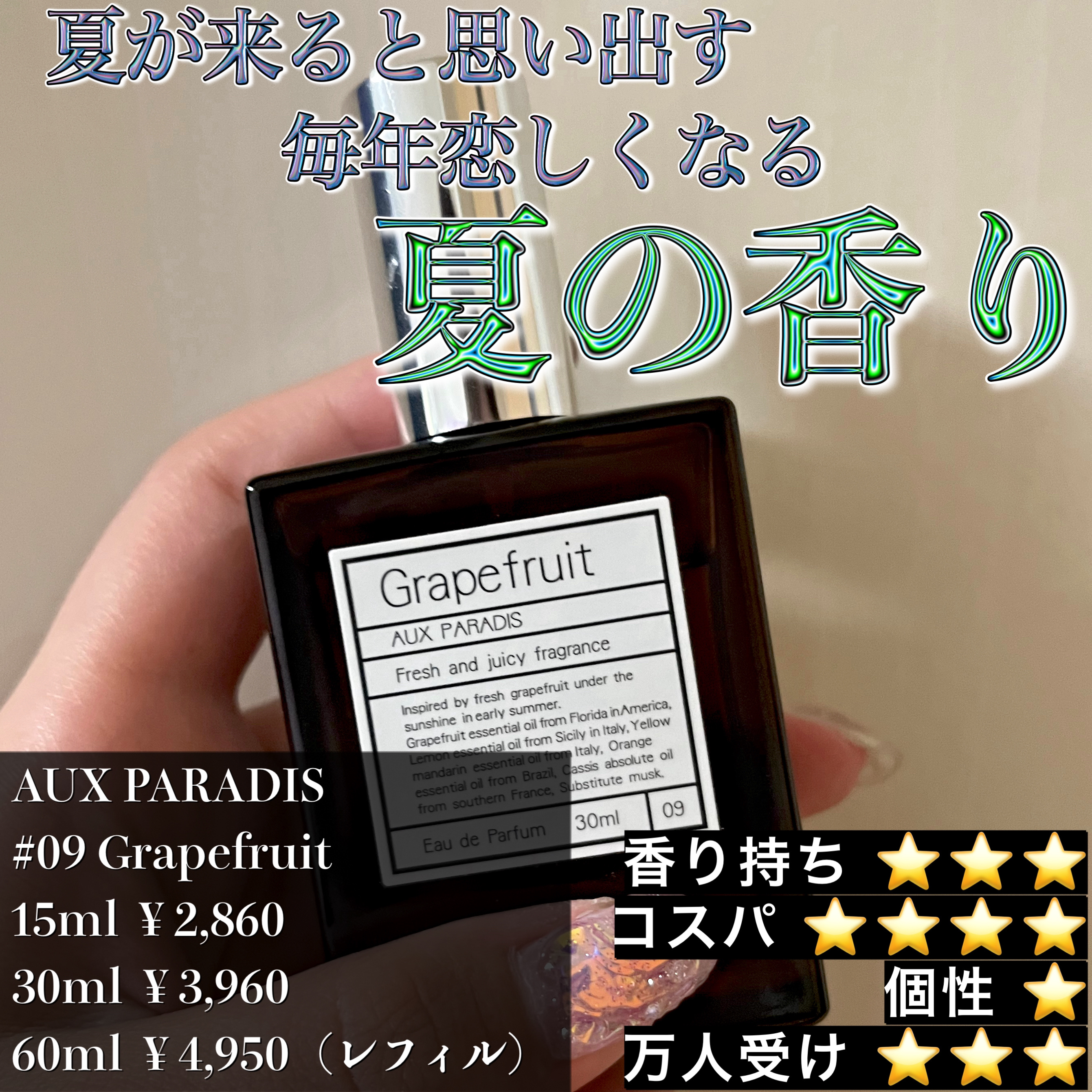 オードパルファム　#09 Grapefruit 〔グレープフルーツ〕/AUX PARADIS/香水(レディース)を使ったクチコミ（1枚目）