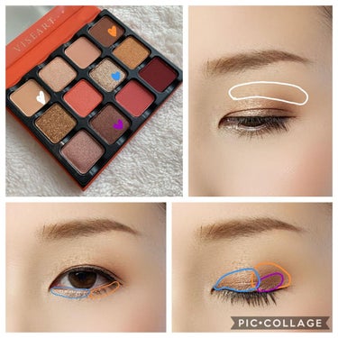 VISEART Spritz EDIT Eye Shadow Paletteのクチコミ「⚠️目の写真いっぱいです⚠️
☀️Viseart Spiritz Editを使ってお遊びメイク.....」（3枚目）