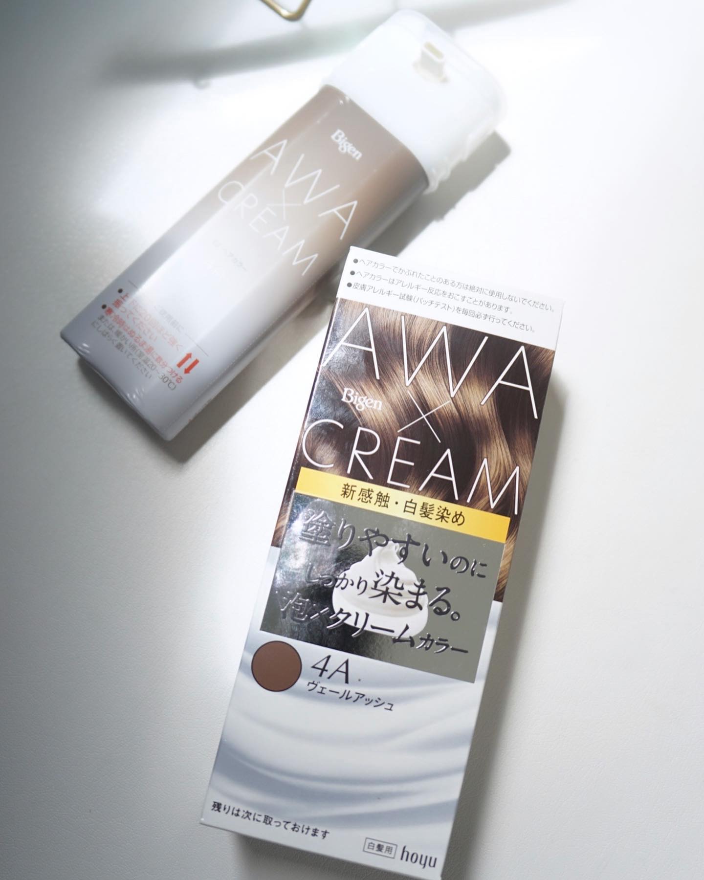 泡クリームカラー 4A ヴェールアッシュ/ビゲン/ヘアカラーを使ったクチコミ（1枚目）