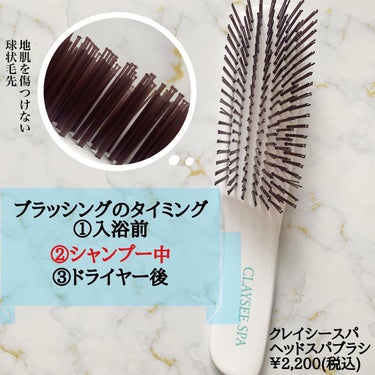 CLAYSEE SPA ヘッドスパブラシのクチコミ「\ シャンプー中のブラッシングは新常識？！/
⁡
⁡
入浴前のブラッシングは有名だけど
シャン.....」（2枚目）