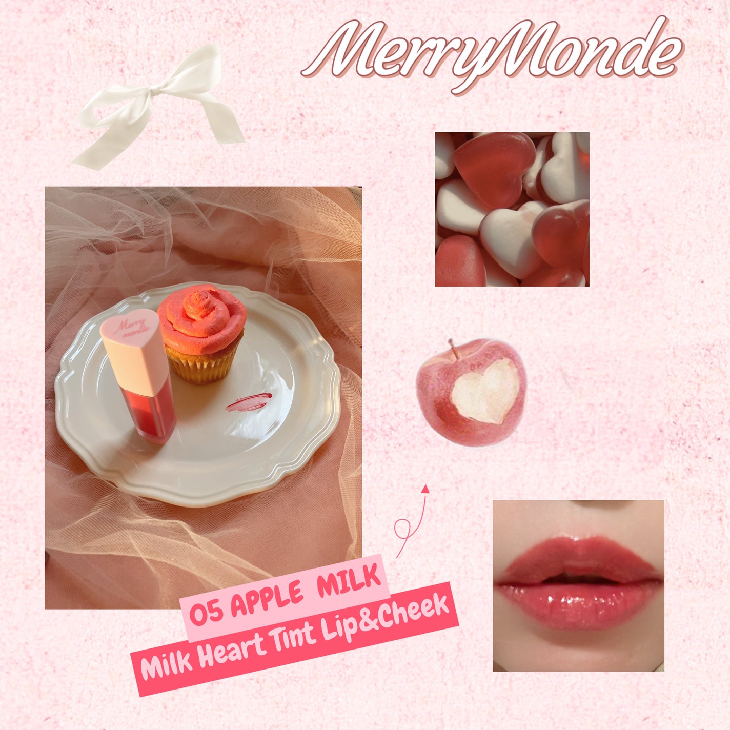 ミルクハートティントリップアンドチーク/Merrymonde/リップティントを使ったクチコミ(6枚目)