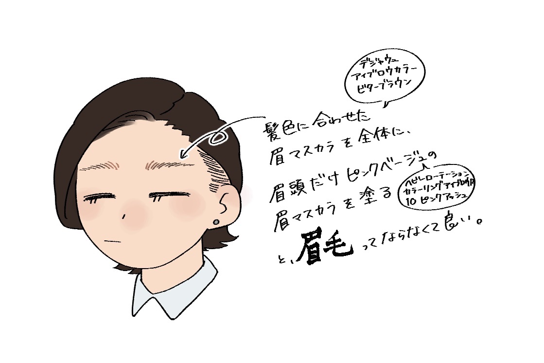 眉マスカラ1色だと眉毛の主張が強くなっちゃう人におすすめ

深夜のお絵描きメモ
【文字起こし】
①髪色に合わせた眉マスカラを全体に、
眉頭だけ②ピンクベージュの眉マスカラを塗る
と、＞眉毛＜　ってならなくて良い。


【使った商品①】
デジ