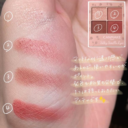 シルキースフレアイズ(マットタイプ)/キャンメイク/アイシャドウパレットを使ったクチコミ(3枚目)