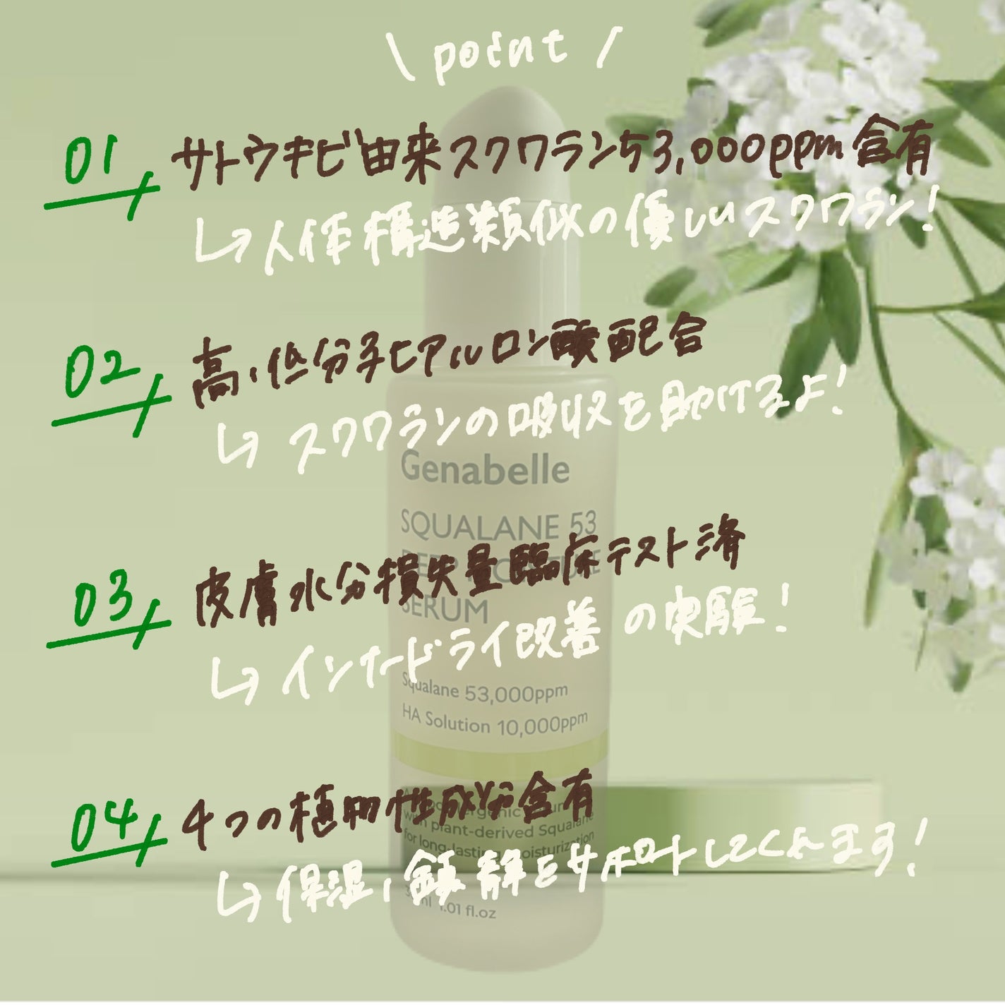 スクワラン53ディープモイスチャーセラム/Genabelle/美容液を使ったクチコミ(2枚目)