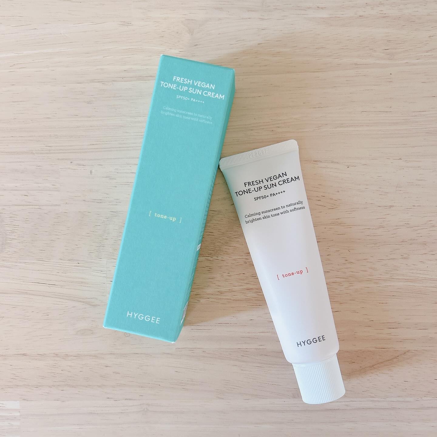 フレッシュヴィーガントーンアップサンクリーム/HYGGEE/日焼け止めクリームを使ったクチコミ（1枚目）