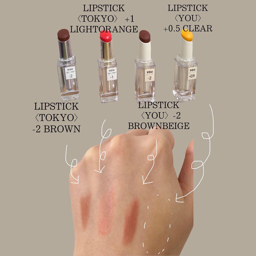 38℃/99℉ LIPSTICK  ＜YOU＞/UZU BY FLOWFUSHI/口紅を使ったクチコミ（2枚目）