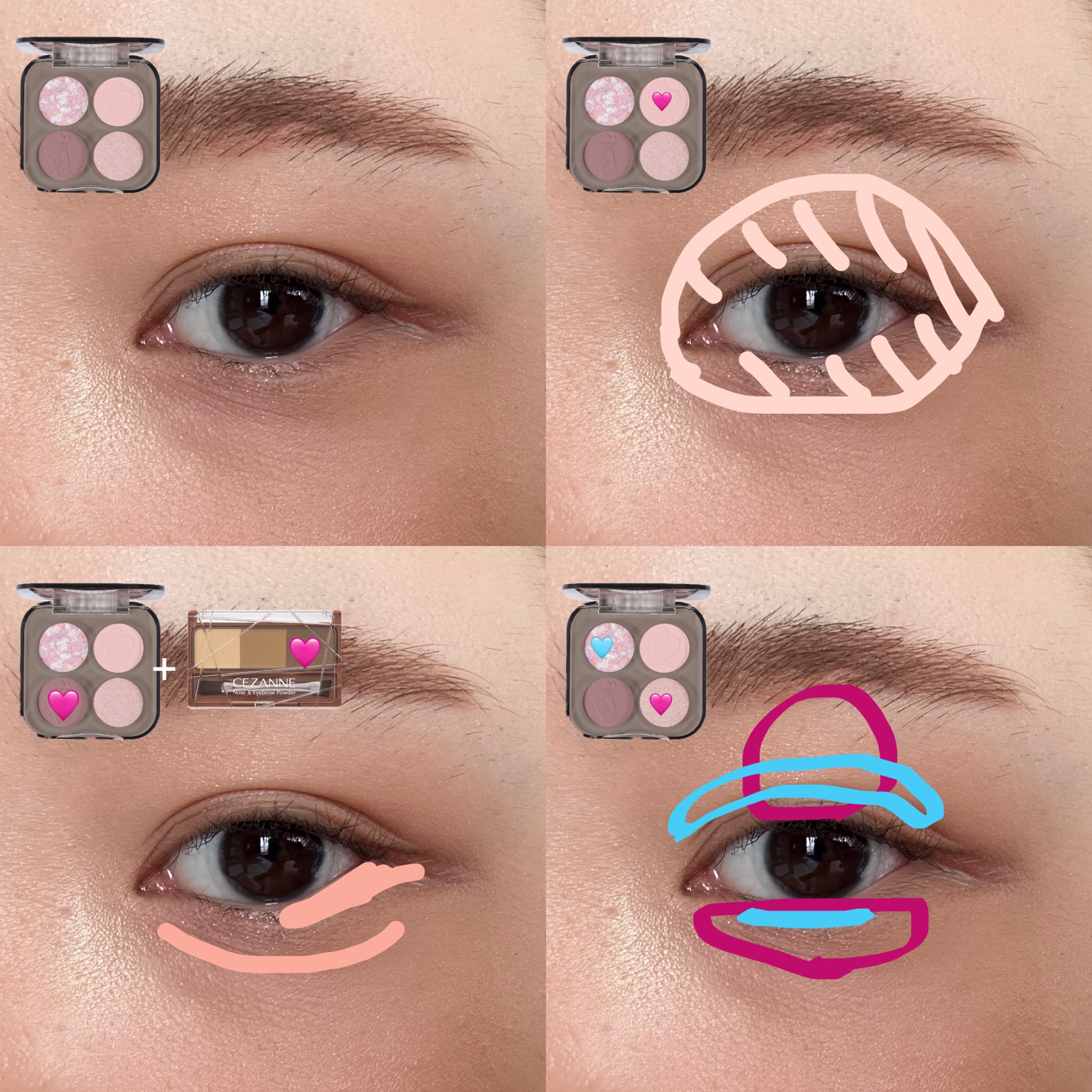 スカーレットハートシリーズ4色アイシャドウ/VEECCI/アイシャドウパレットを使ったクチコミ（3枚目）