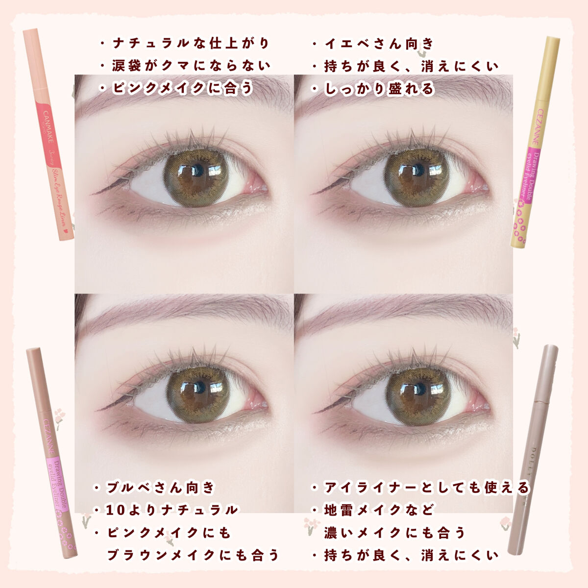 描くふたえアイライナー/CEZANNE/リキッドアイライナーを使ったクチコミ（3枚目）