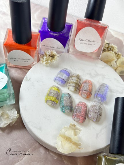 #マグネットネイル,#インクネイル,#パステルインクネイルのネイルデザイン