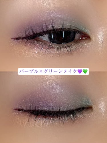 エレガンス ラズル  ラズル アイカラーのクチコミ「アイメイク記録✨️

パープル×グリーンメイク💜💚

仕様アイシャドウ

💜ベース
MAJOL.....」（1枚目）